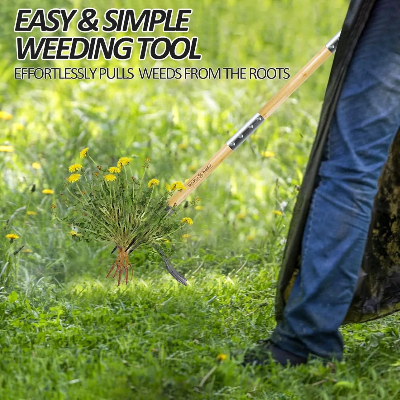 Stand-up Weed Puller Tool with Long Handle Garden Hand Weeding Tool - Easily Remove Weeds Without Bending, Pulling, or Kneeling