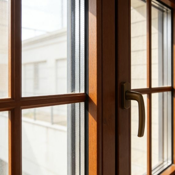 Thermal Insulation Eco-Friendly Solid Wood Composite Casement Window
