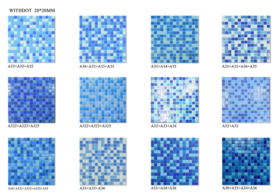 Blue Color Various Use Swimming Pool Glass Mosaic Blend, Glass Mosaics for Swimming Pools, Exterior Facades, Flooring