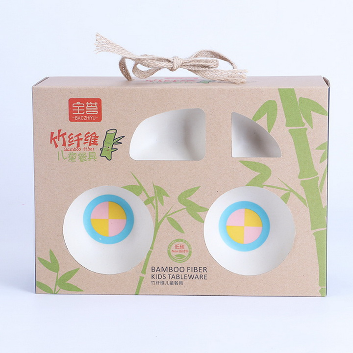 Car Shaped Bamboo Fiber Children 5 Pieces of Bowl Plate Tableware Set