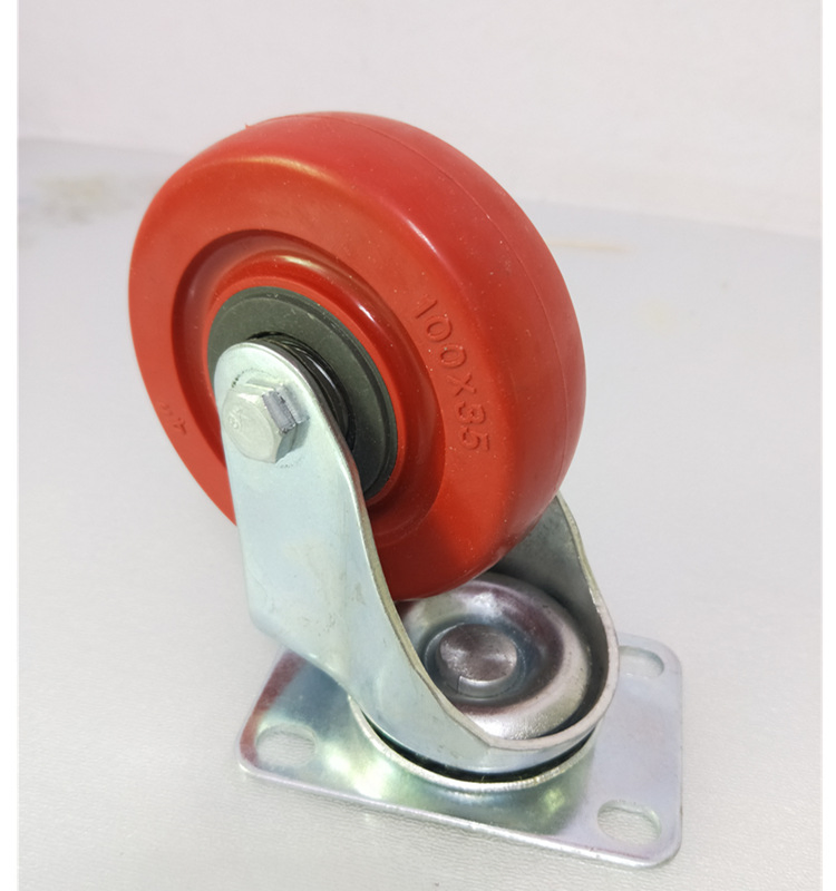 3inch 4inch 5inch Industry Barrow Wheels Double Bearing Red Plastic Wheel Caster