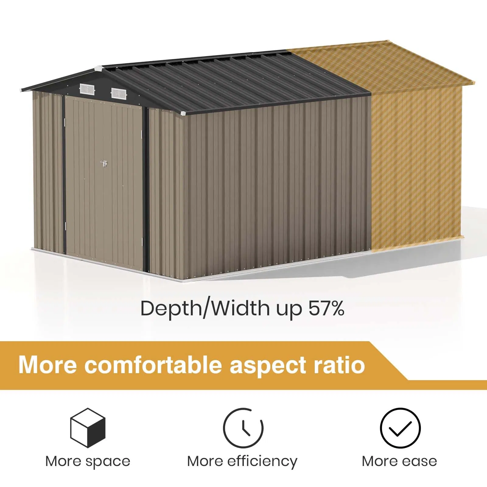 12 X 8 FT Outdoor Steel Shed Storage House with Lockable Doors