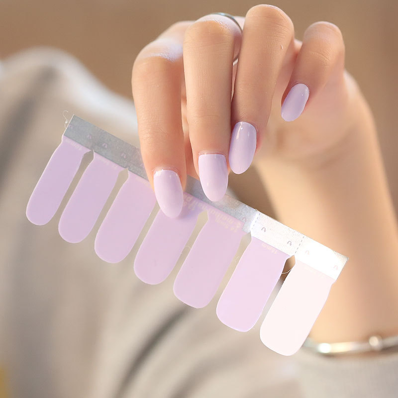 Semi Cured UV Nail Gel Strips Solid Color Nail Art Stickers