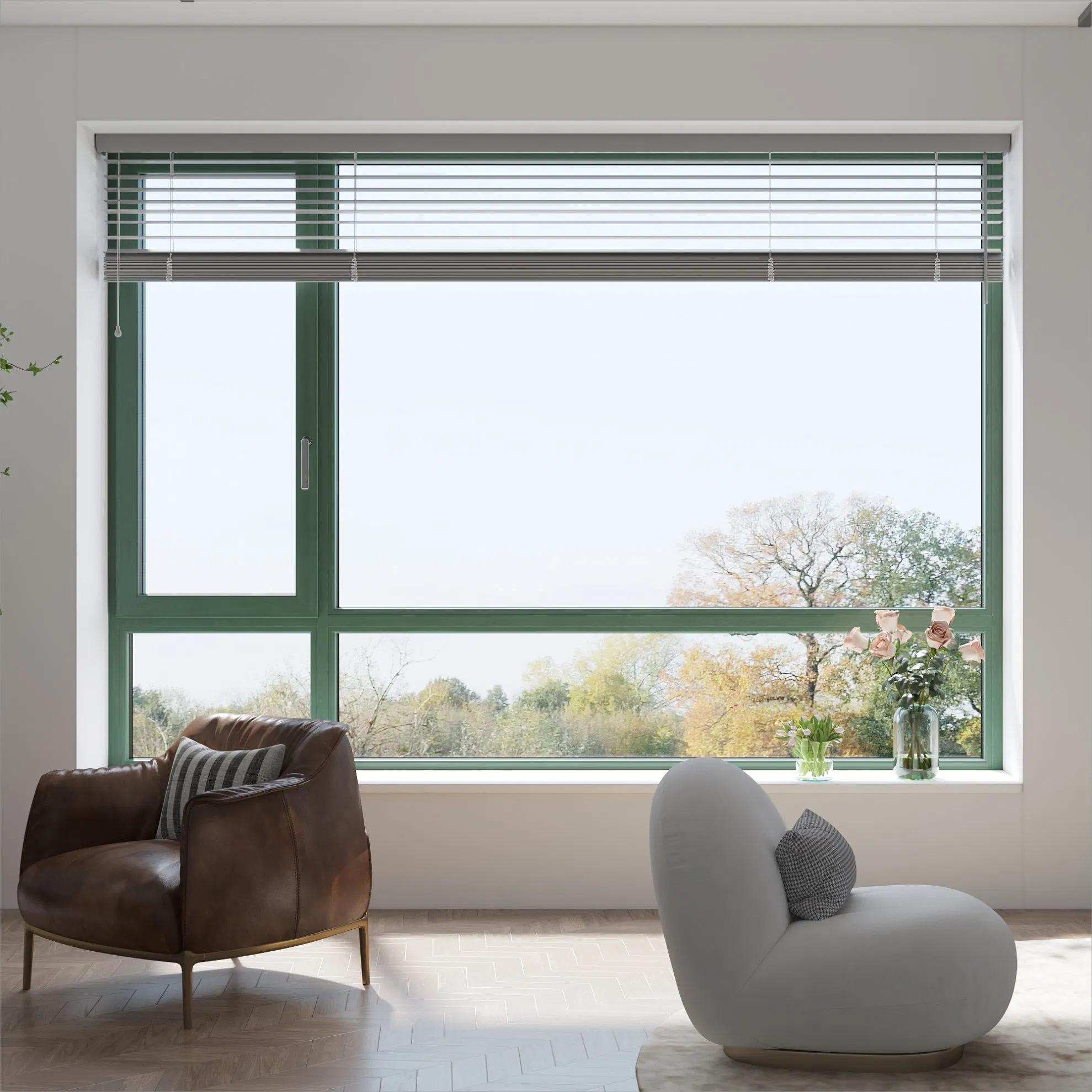 Premium Thermal Break Aluminum Solid Wood Inswing Windows for Noise Reduction