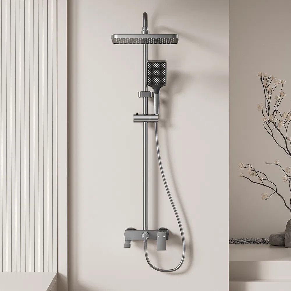 Space Aluminum Bathroom Shower Set with Metal Boost Spray Gun