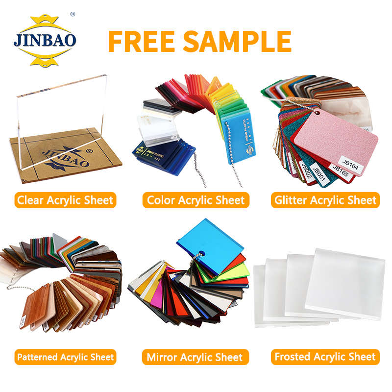 Jinbao Factory 100% Virgin Plastic Flame Resistant Frosted PMMA Perspex Transparent Color Glass Acrilico Clear Cast Acrylic Sheet for Laser Cutting