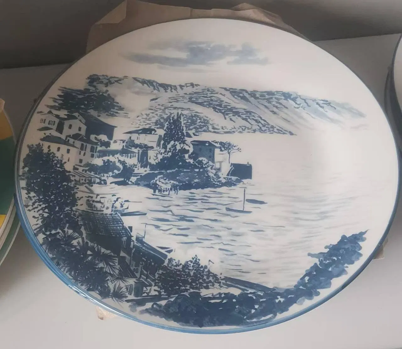 7.5"10.5"8" Dinner Meat Dessert Plate with blue Design Porcelainware Ceramics Tableware