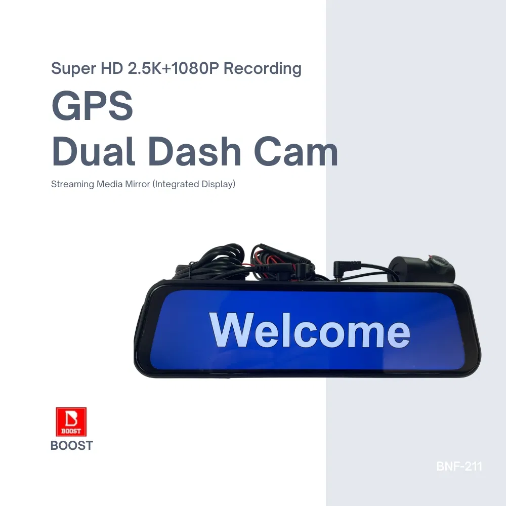 4K Dual Dash Cam with GPS and Streaming Mirror Display