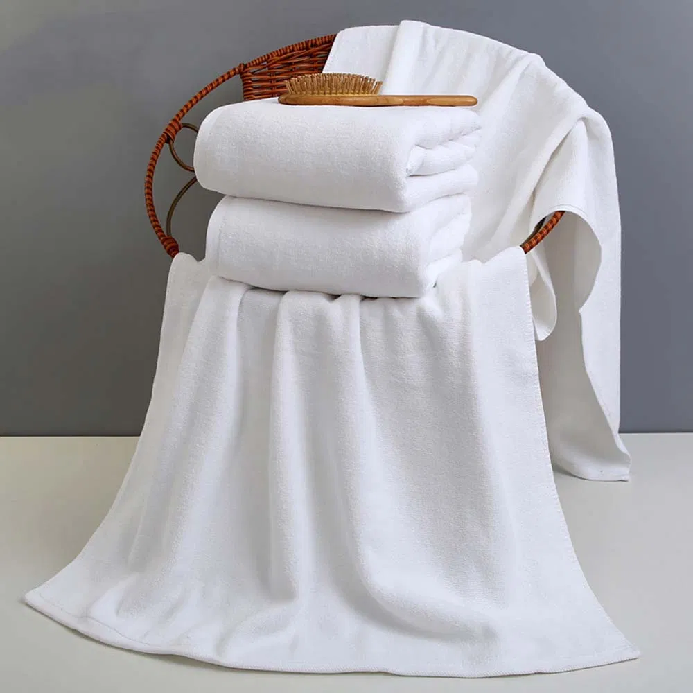 Superior Quality Clear White Single Use Microfiber Hair/Bath Towel Made of All Cotton Fabric for Male/Female/Child in Hotel/Massage/Sauna Logo Can Customized