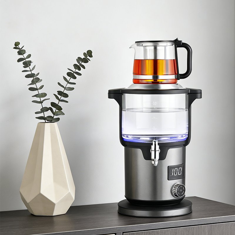 Wholesale SKD CKD Double Pot Digital Russian Samovar 4.5L 2000W Electric Stainless Steel Automatic Turkish Kettle with Teapot