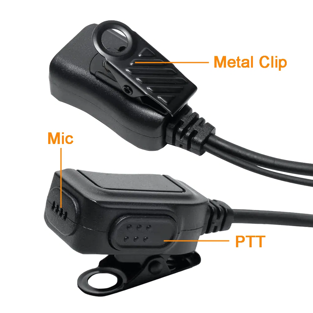 Гарнитура для рации с акустической трубкой и кнопкой PTT
