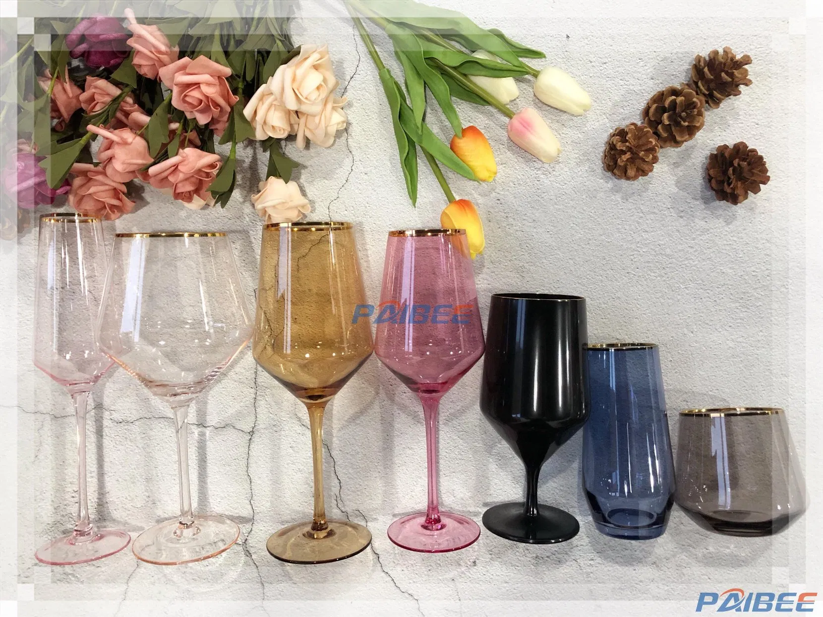 Paibee New Glassware Wine Glasses Triangle Red Wine Cup Wedding Rental