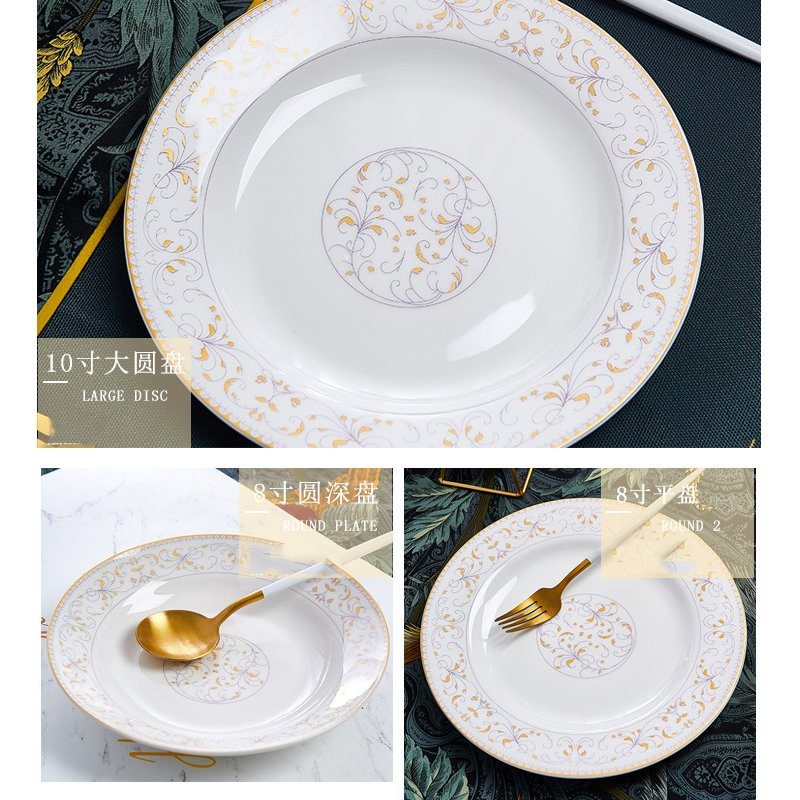 Luxury 56PCS Bone China Dinner Sets Homeware 28PCS Dinnerware Ceramic Tableware Set