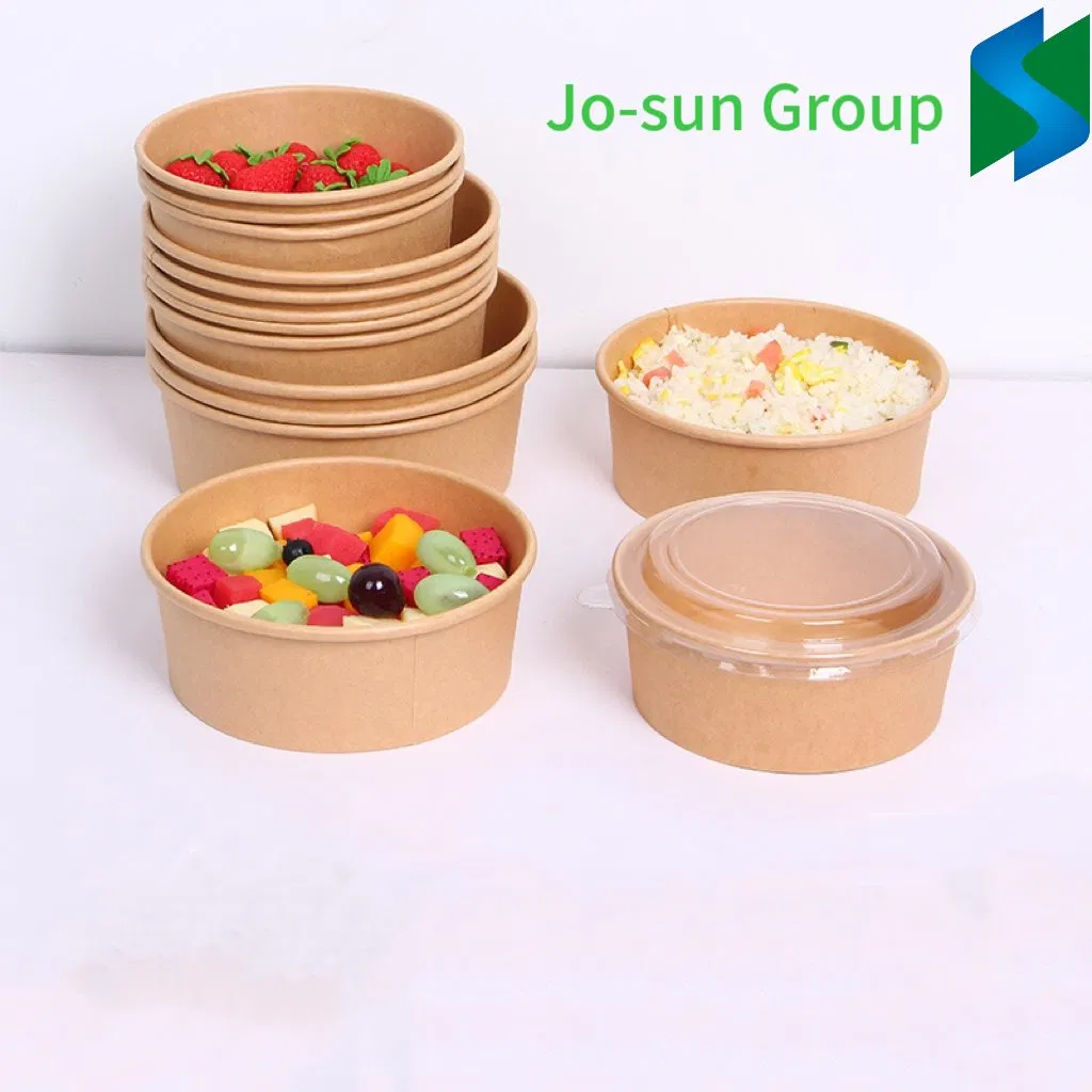 Custom Design 500 Ml Food Grade Takeaway Packaging Bowls Kraft Disposable Brown Paper Fruit Salad Bowl