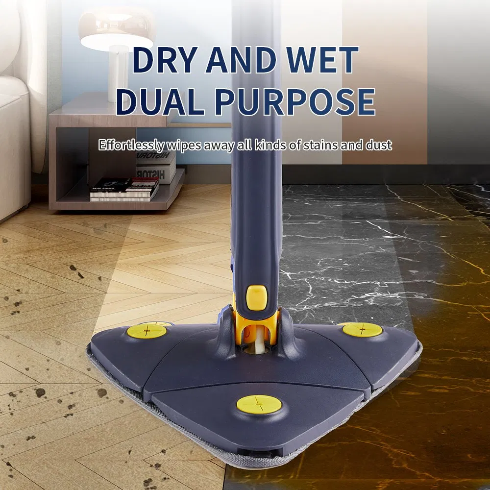 Flat Mop Household Stainless Steel Handle Microfiber Pad Easy Wringing Floor Mop