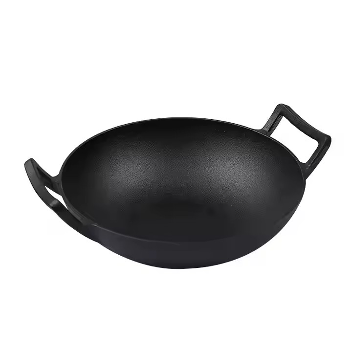 Pre-Seasoned Cast Iron Wok with Large Loop Handles