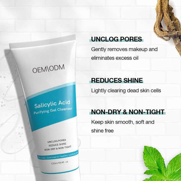 Salicylic Acid Gel Cleanser Unclogs Pores, Reduces Shine, Non-Dry Non-Tight Facial Cleanser