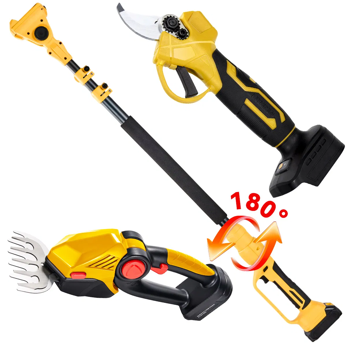 Battery Operated 2.1m Extension Pole with Silicone Handle Sk5 Power Pruner Hedge Trimmer Power Tools Set for High Place Pruning