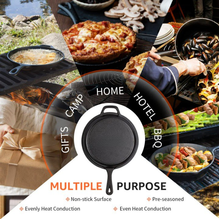 New Design Cast Iron Skillet Lid Induction Grill Stovetop Camping Dutch Oven