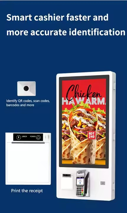 Payment Kiosk Self Ordering Kiosk in Restaurant Cash POS Order Number Wall-Mounting Interactive Self Service Kiosk