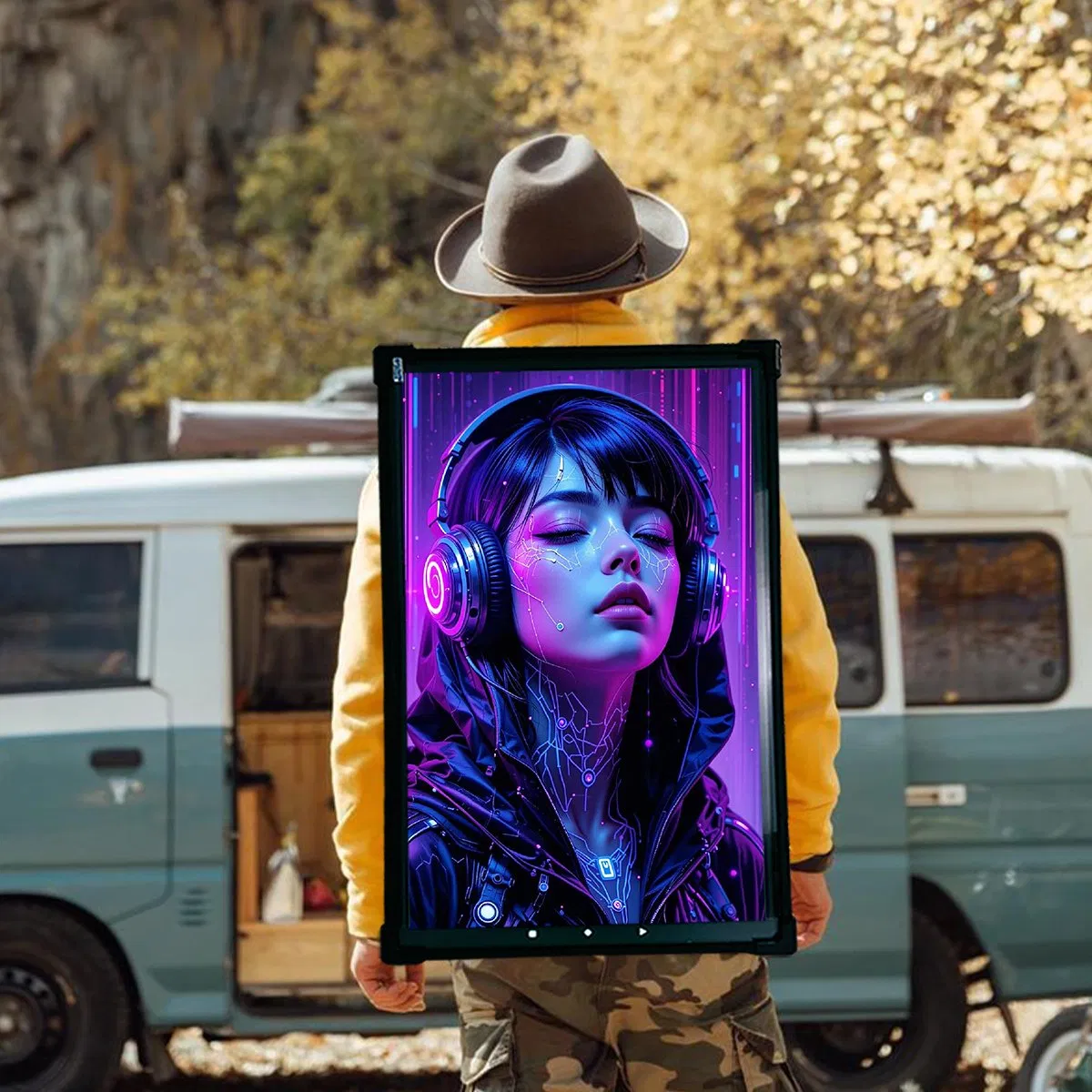 Battery-Powered Advertising Display Combined High Impact Promo Signage and Backpack Media Display Extended Use Billboard