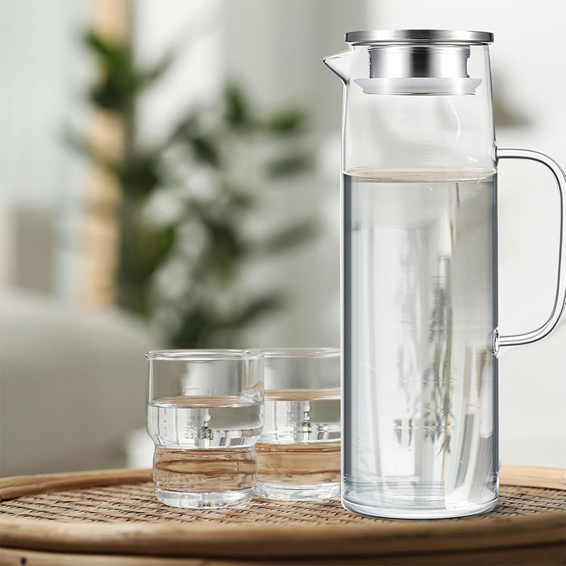 1300ml Durable BPA-Free Glass Pitcher with Lid Versatile for Hot/Cold Water Juice & Iced Tea for Daily Use