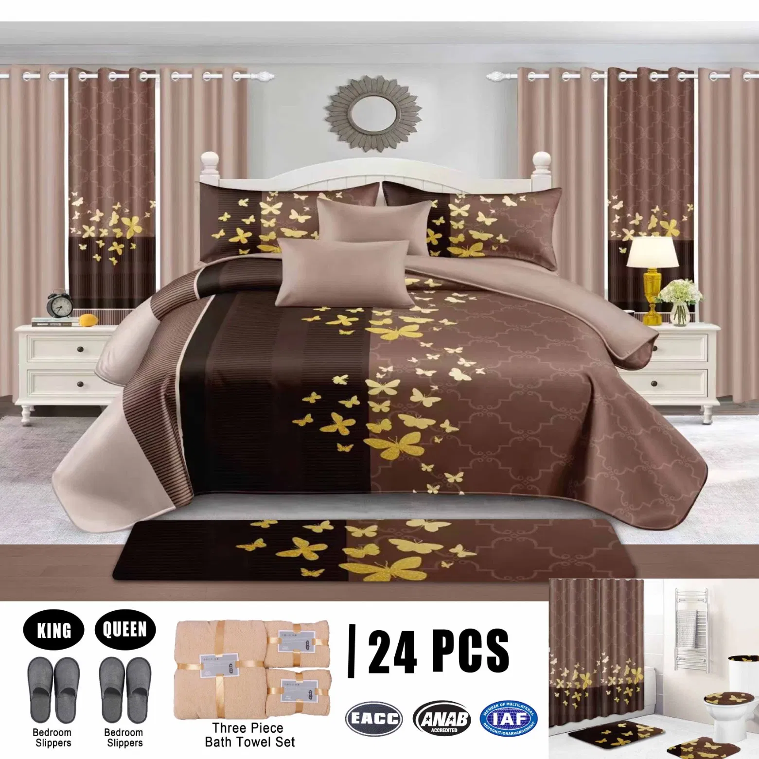 24 PCS Microfiber Polyester Bedding Set Deep Blue Printing Quilted Bedcover High Quality Comforter Duvet Bed Cover Twin Full Home Quilts Bedspread Wholesale