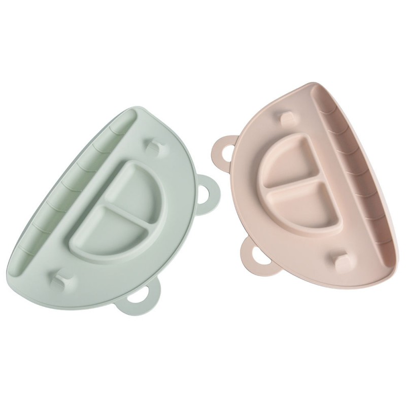 BPA Free Non-Slip Suction Built-in Placemat Children Plates Silicone Baby Dinner Plate Placemat Silicone