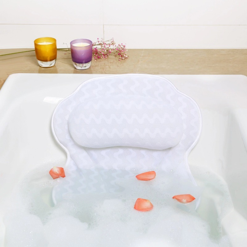 Luxury 3D Butterfly Shape Bathroom Cushion Strong Suction Anti-Slip Antibacterial Bathtub Pillow