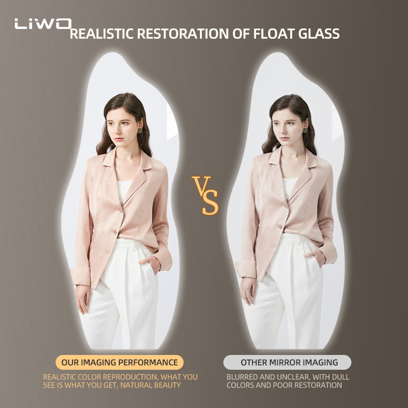 Full-Length Wall-Mounted Irregular Adjustable Light Color Smart Touch Frameless Silver Dressing LED Mirror Modern Home Furniture Decoration