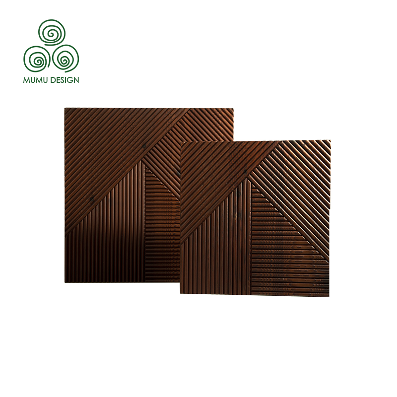 Randomized Geometric 3D Acoustic WPC Wood Plastic Composite Decorative Flooring Tile Puzzle Wall Panels