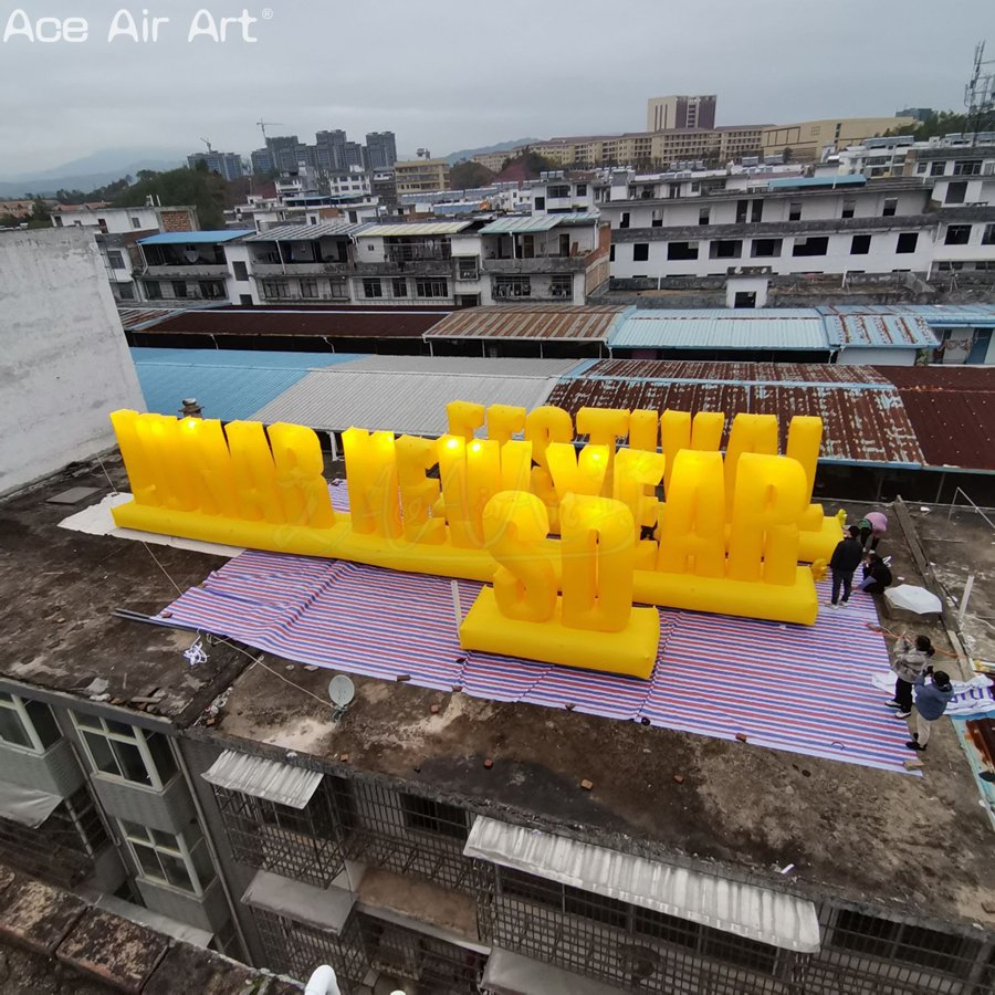 Customizable 3mh Tall Giant Standing Inflatable Text with Blower for Festival Decoration