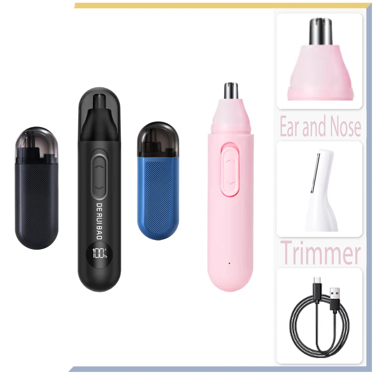 Soft Rose Pink Personal Beauty Tool Nose Hair Trimmer