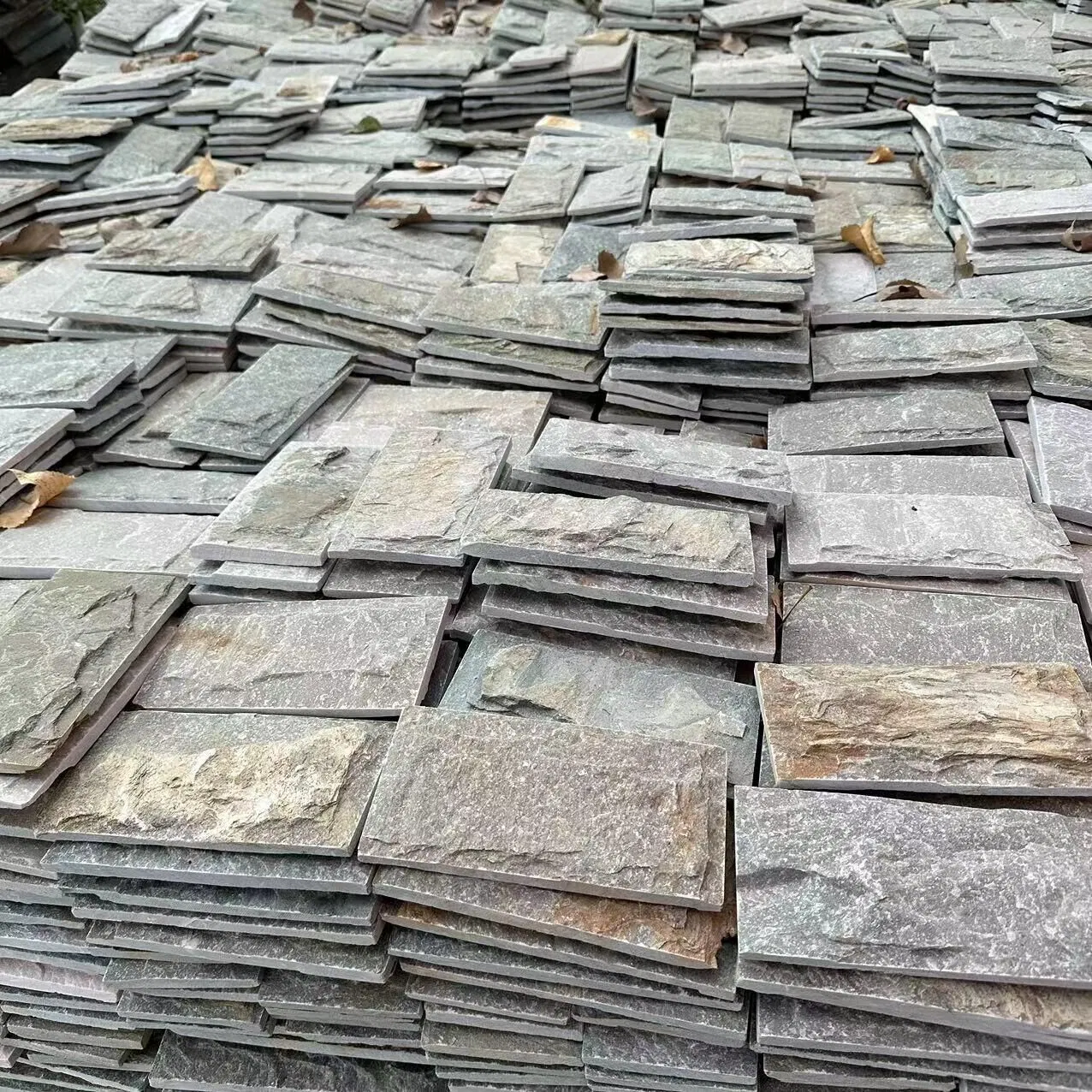 Yellow Slate Mushroom Tiles Stone Wall Facade Mushroom Stone