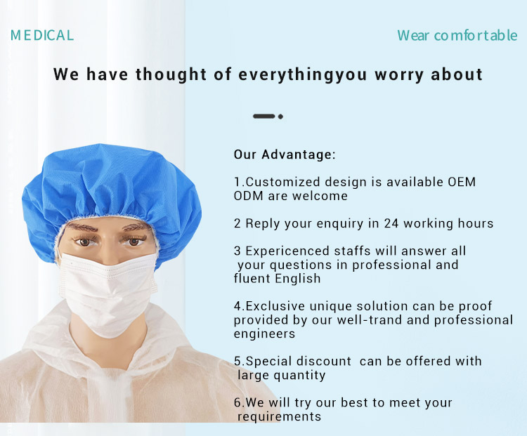 Bouffant Cap SMS20g 21' Disposable Surgical Nurse Cap for Hospital Workshop Use