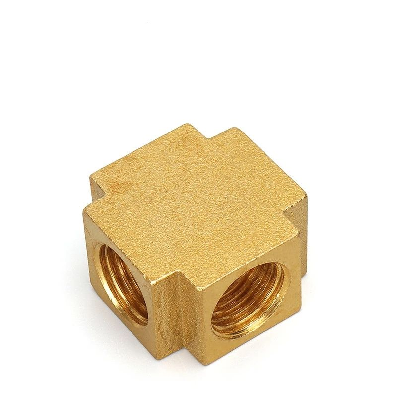 Custom CNC Cross 4 Tee 3 Way Female Brass Pipe Fitting