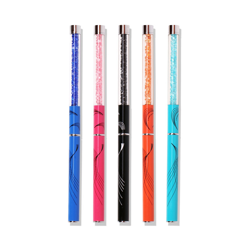 New Arrival Colorful Rhinestones Handle Nail Crystal Carve Brush