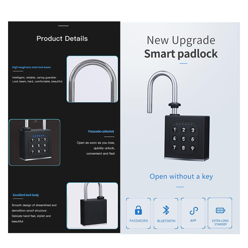 Big Fingerprint Padlock Smart Lock with USB Charging for Boxes and Transportation