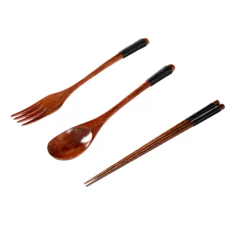 Wholesale Household Wooden Bamboo Chopsticks Fork Cutlery Set
