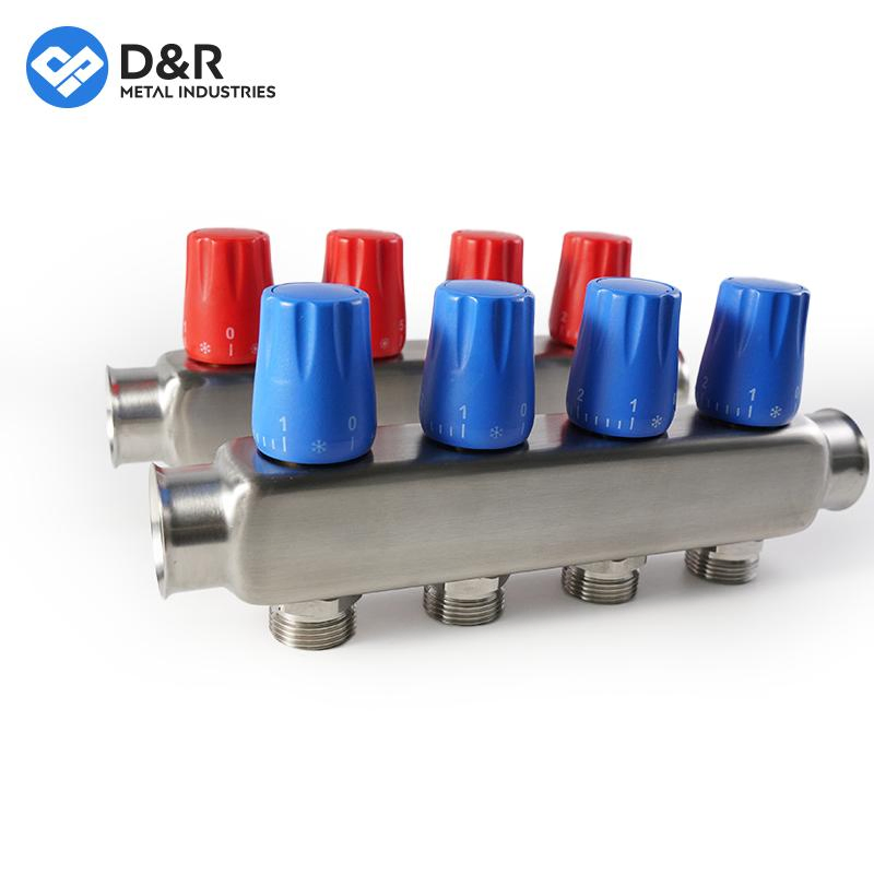 D&R Stainless Steel Underfloor Heating Manifold Kit Integrated Mixing Unit & Pump Group for Supply and Return Radiant Floor Systems