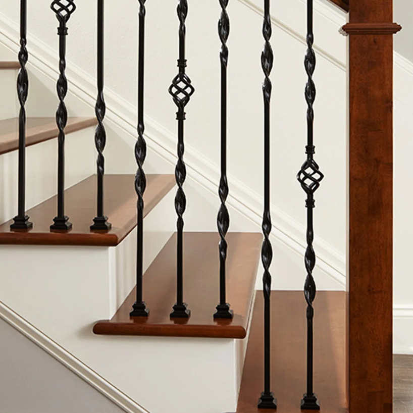 Double Ribbon Twist Wrought Iron Balusters for Stair Remodel
