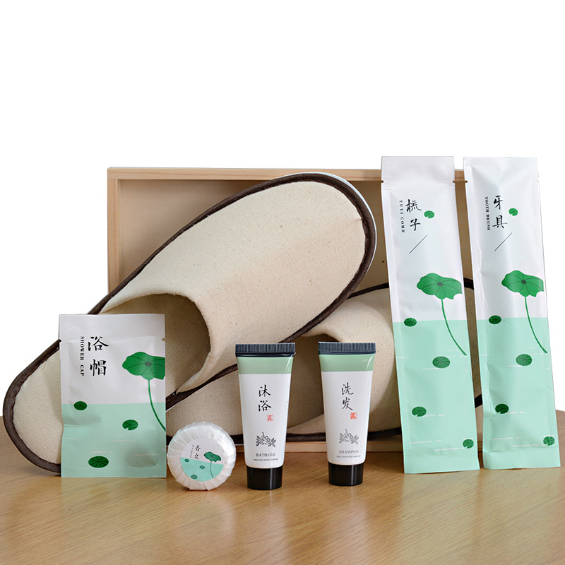 Toothbrush and Comb in Bag with Hotel Amenities for Guest Room