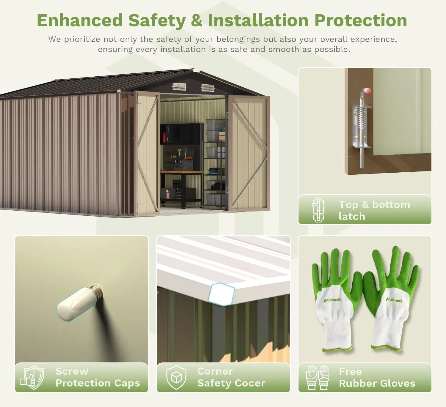 10 X 12 FT Metal Storage Shed for Outdoor with Floor Frame
