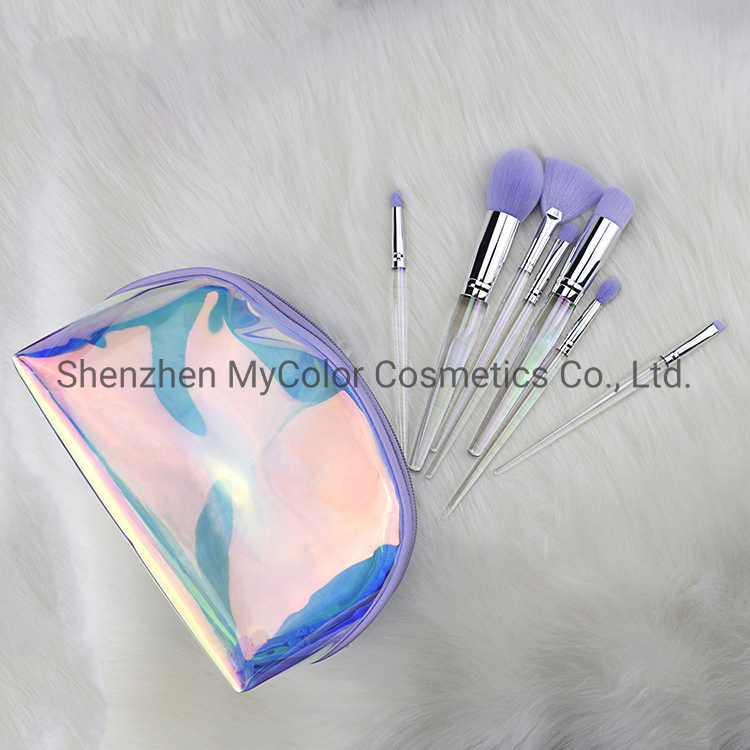 New Gradient Makeup Brushes Set 7PCS Powder Fan Eye Cosmetic Make up Brush with Bag