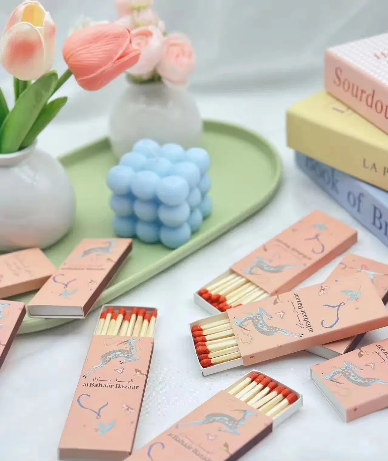 Custom Logo Boxed Matches Hotel Colorful Bulk Deluxe Candle Matches Wooden Matchsticks