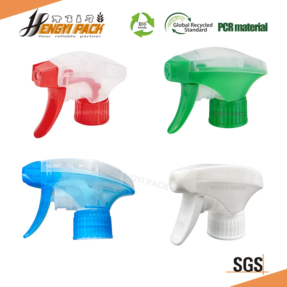 Chemical Acid Alkali Resistant 100% All Plastic Plastic Trigger Sprayer with Foam Spray Stream Nozzle 28 Child Safety PCR Material Hand Spray Head Gun
