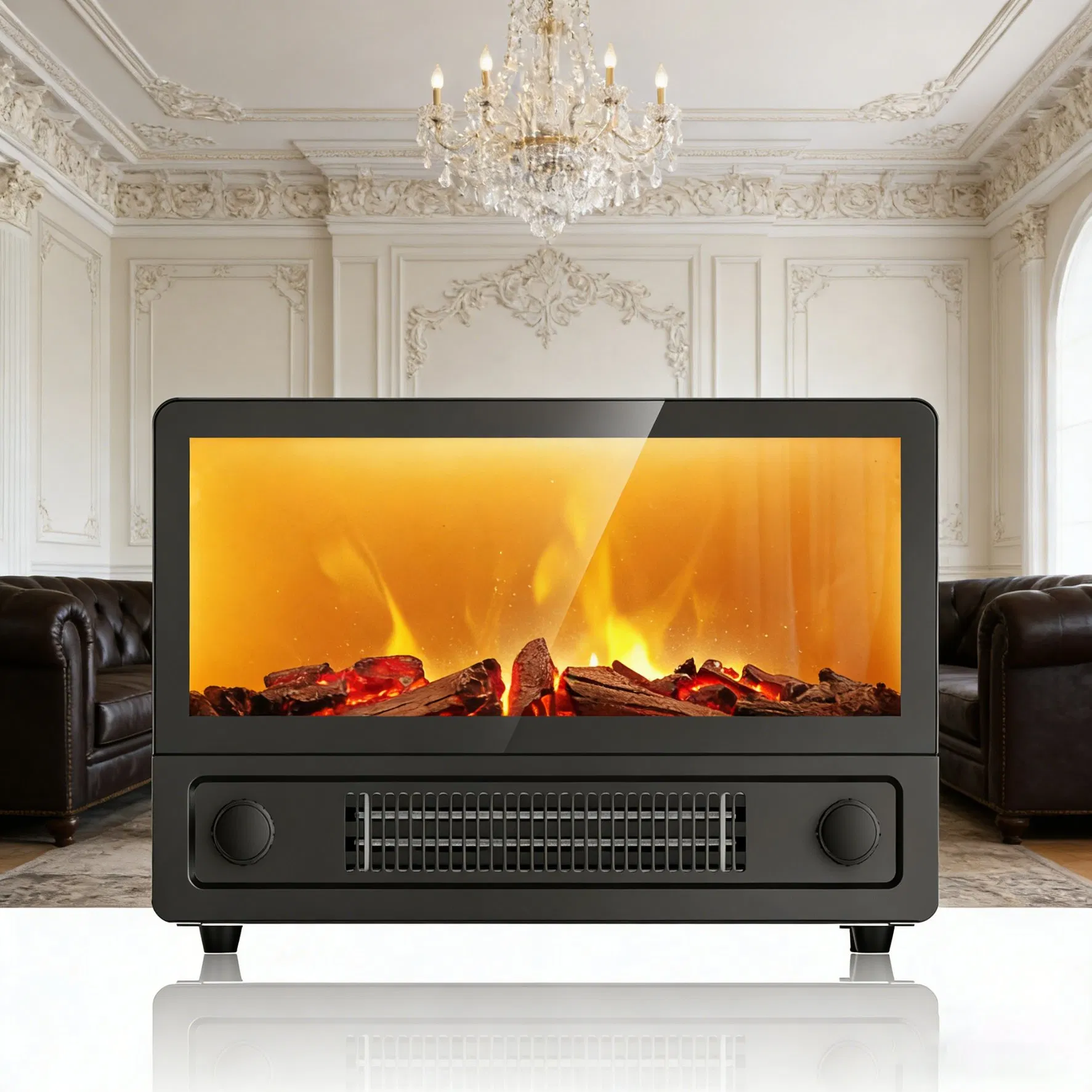 Mechanical Rotary Control LED Electric Fireplace Heater
