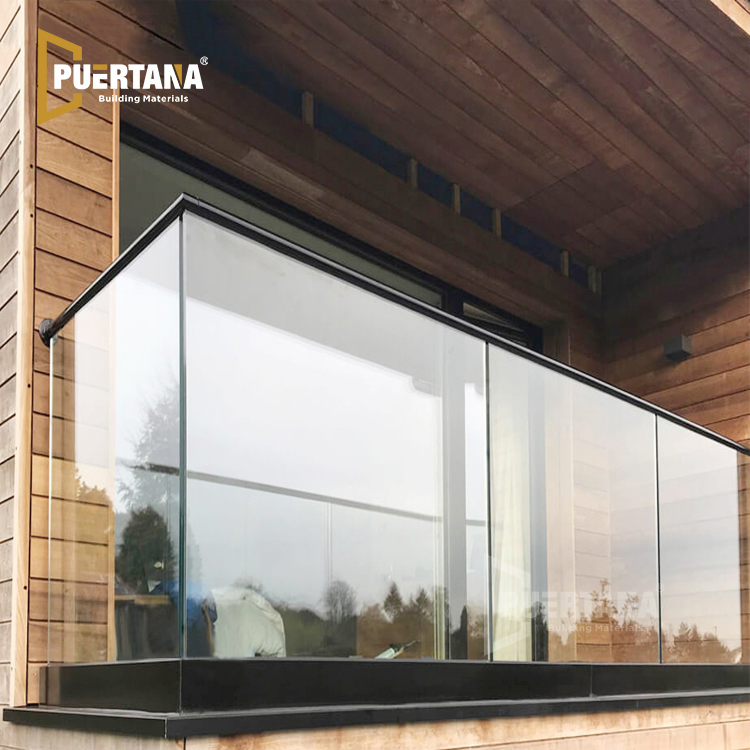 Aluminum U Channel Glass Railing Stainless Steel Handrail Frameless Glass Balustrade Balcony Deck Base Rail Stairs Railing