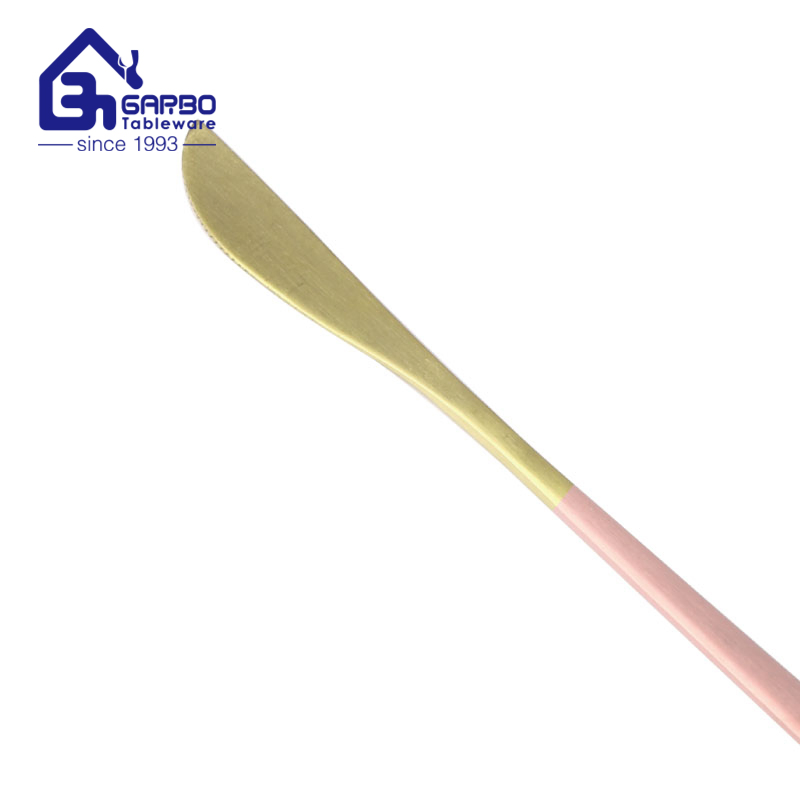 24PCS Set Plastic Bag 410ss Stainless Steel Cutlery Dinner Knife Fork Tea Spoon Golden Plating