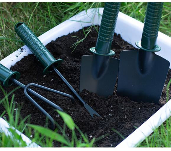 Garden Tools Small Big Hand Trowels Cultivator Weeder Fork Carbon Steel Comfortable Easy Grip Set 4